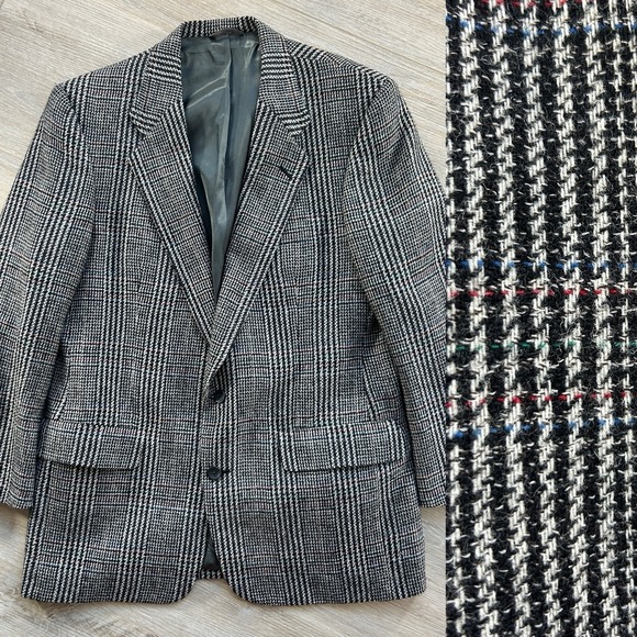 Vintage Christian Dior Monsieur Size 42 Union Made 100% Wool Blazer Tweed Color